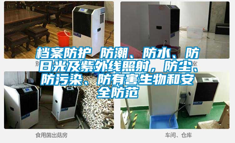 檔案防護 防潮、防水、防日光及紫外線照射，防塵、防污染、防有害生物和安全防范